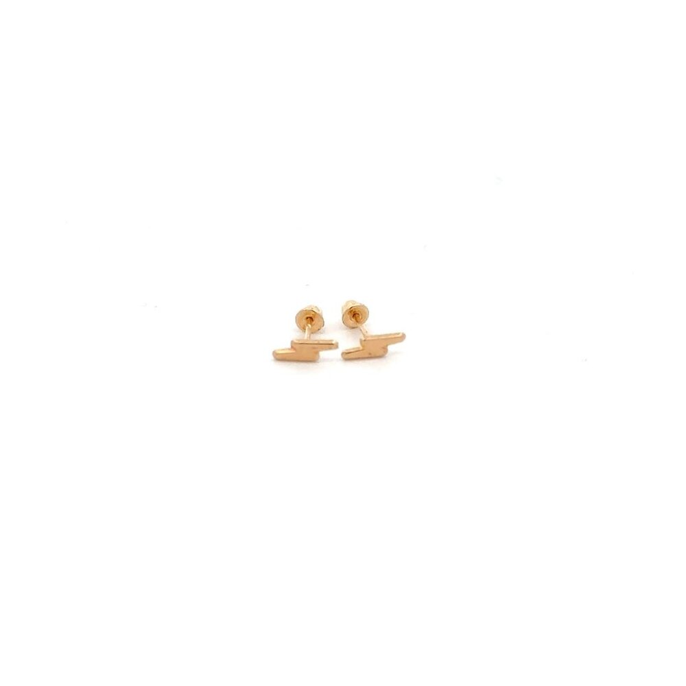 14K Gold Stud Earrings Lightning Bolt Screw Back Type Very Tiny - Picture 1 of 5